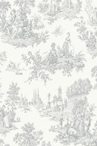 Chateau Toile Grey Wallpaper