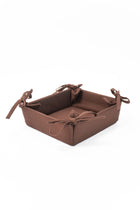 Square Basket with Tie Sides - Brown