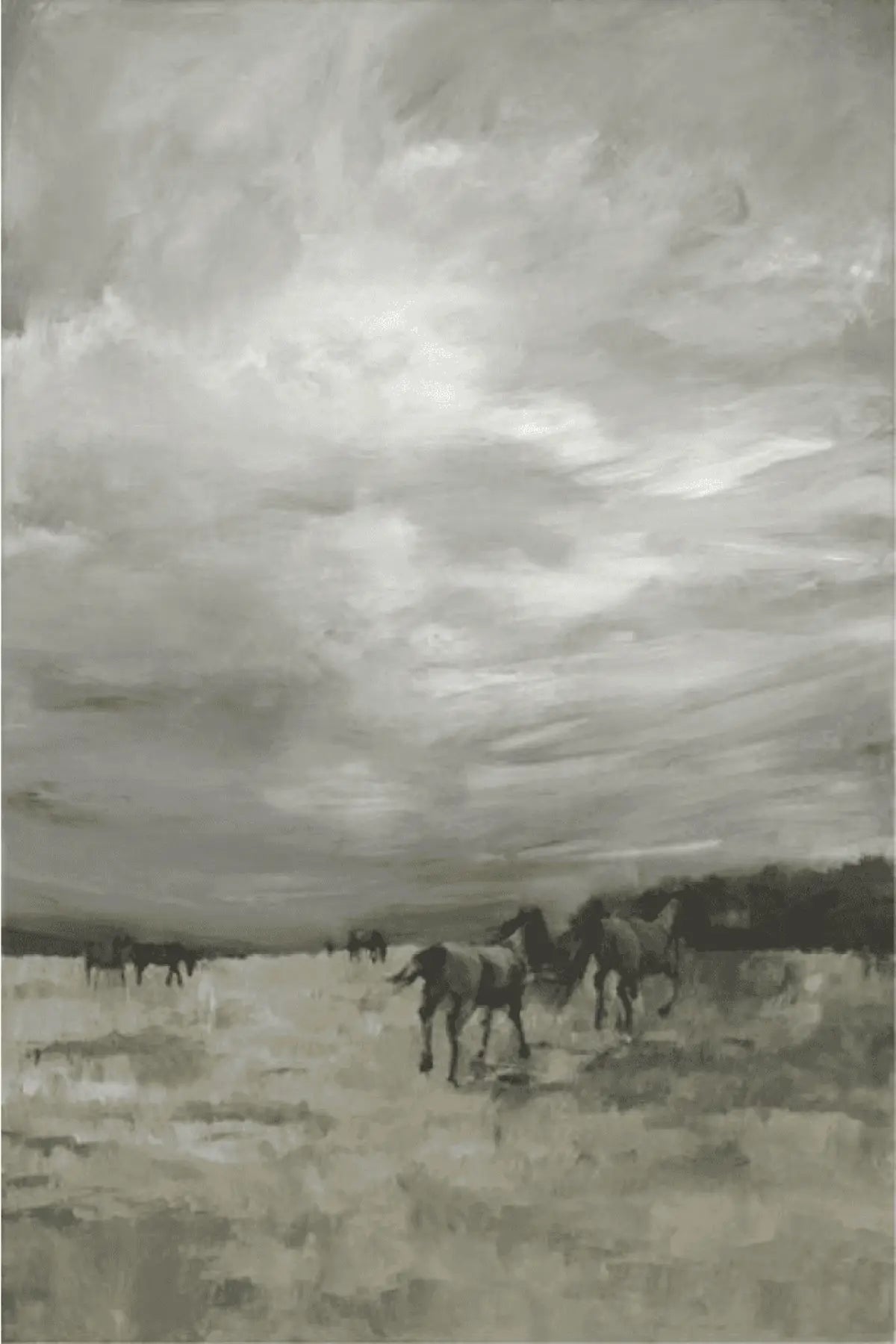 An oversized wall art depicting a horse