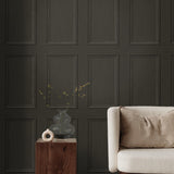 Faux Wood Panel Charcoal Wallpaper