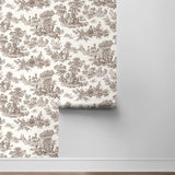 Chateau Toile Brown Wallpaper