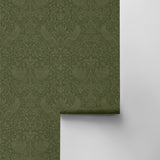 Tonal Bird Garden Moss Wallpaper