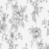 Sketched Floral Grey Wallpaper