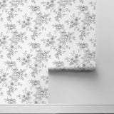 Sketched Floral Grey Wallpaper