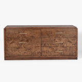 Wesley 6-Drawer Burl Dresser