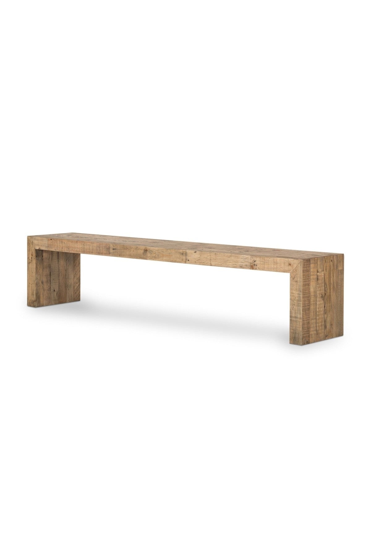 The Ruskin bench with rustic seating made of reclaimed pine wood