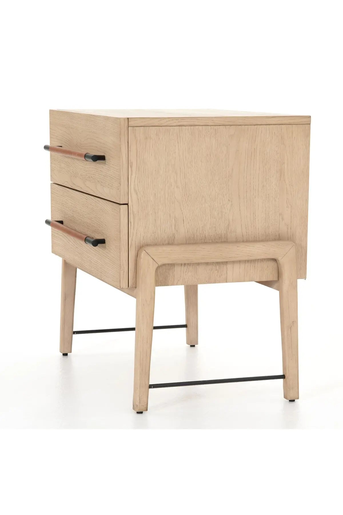 oak nightstand side view