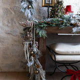 Flocked Pine Garland with Bells - 6'