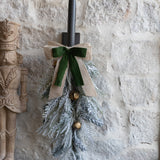Flocked Pine Swag with Bells - 29"