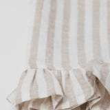 Germaine Striped Ruffle Tea Towel - Beige