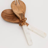Hagen Marble + Wood Salad Server Set