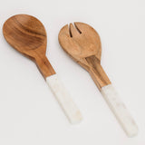 Hagen Marble + Wood Salad Server Set