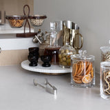 Caserta Ribbed Finish White Marble Lazy Susan