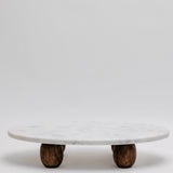 Marble Stand with Wood Feet