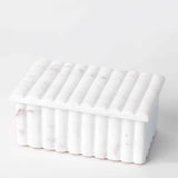 Rochelle Ribbed Marble Box - White