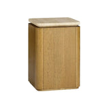 Marisol Oak & Travertine Side Table