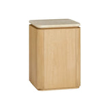 Marisol Oak & Travertine Side Table