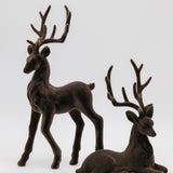 Flocked Deer - Brown - Set of 2
