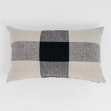 Raquel Plaid Lumbar Pillow - Beige + Black - 14"x21"