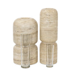 Haylen Travertine Vase Set
