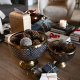 Studded Smokey Glass Pedestal Bowl - 2 Sizes