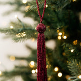 Beaded Tassel Ornament - Dark Red