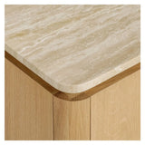 Marisol Oak & Travertine Side Table