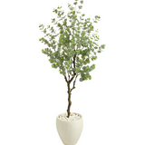 63" Eucalyptus Artificial Tree In White Planter