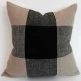 Raquel Plaid Pillow - Beige + Black - 18"x18"