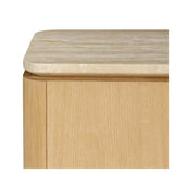 Marisol Oak & Travertine Side Table