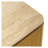 Marisol Oak & Travertine Side Table