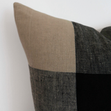 Raquel Plaid Pillow - Beige + Black - 18"x18"