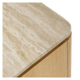 Marisol Oak & Travertine Side Table