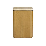 Marisol Oak & Travertine Side Table
