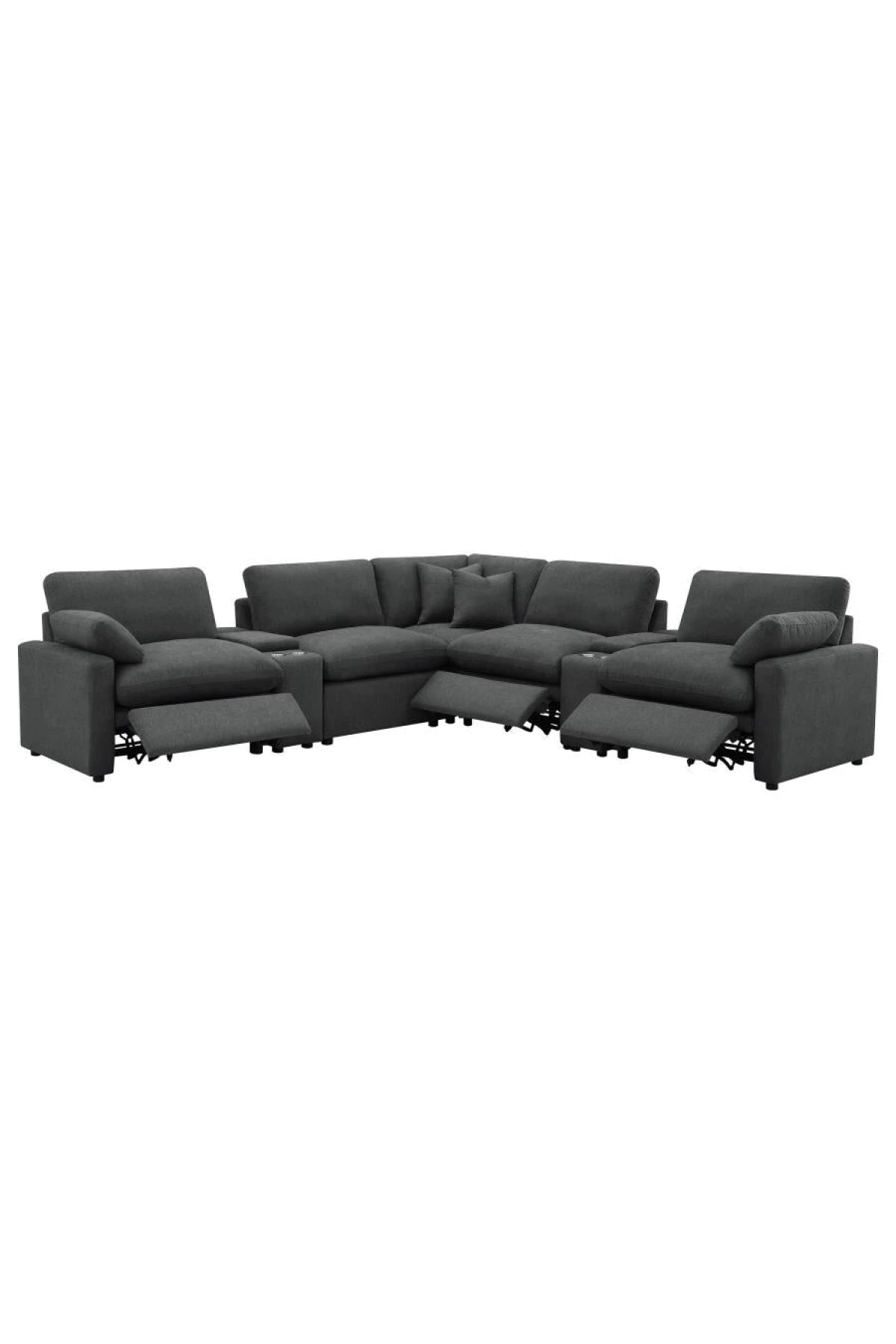 Collins Reclining Home Theater Seating sectional in dark grey