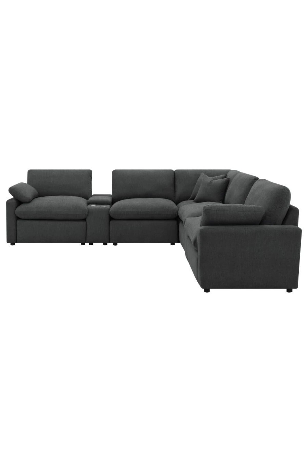Collins Reclining Home Theater Seating sectional in dark grey