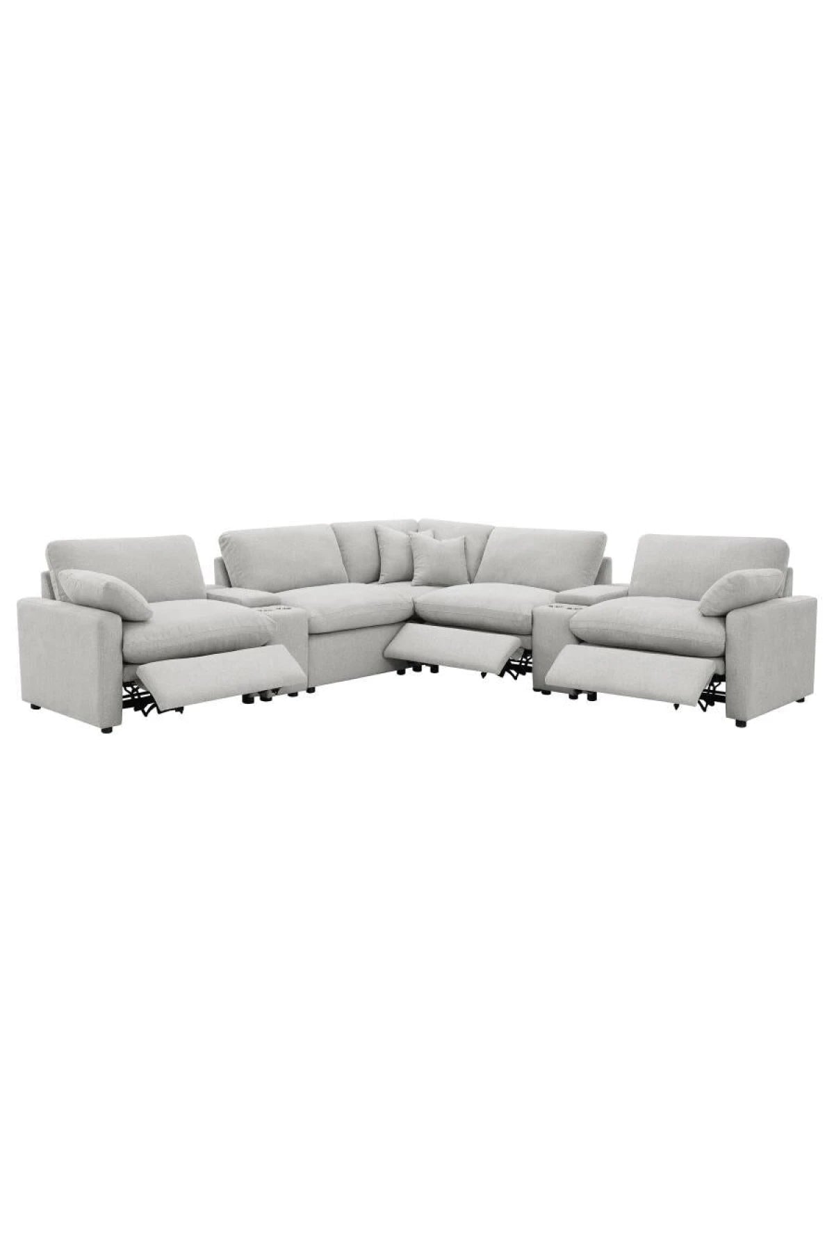 Collins Reclining Home Theater Seating sectional in white