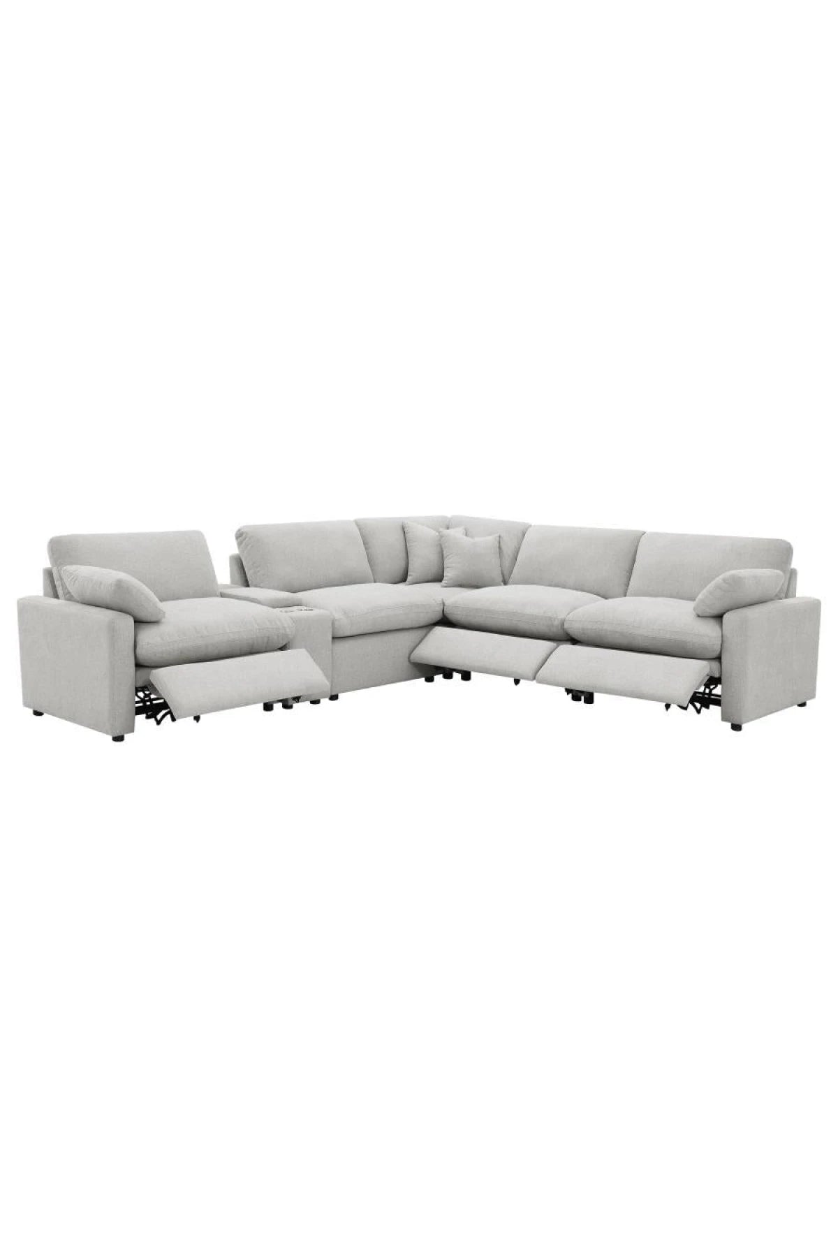 Collins Reclining Home Theater Seating Sectional in Cream