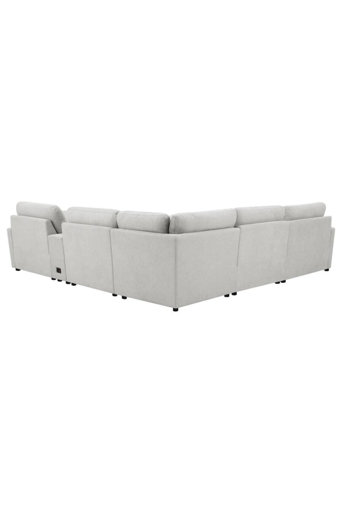 back of Collins Reclining Home Theater Seating sectional in white