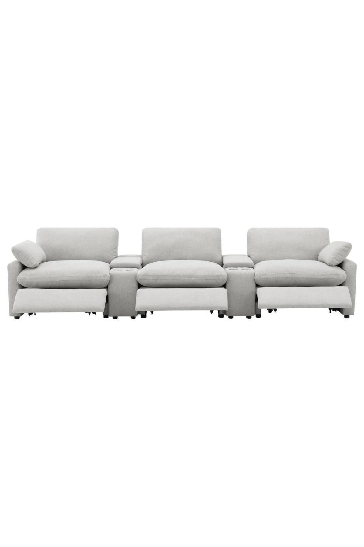 Collins Reclining Home Theater Seating in white reclined