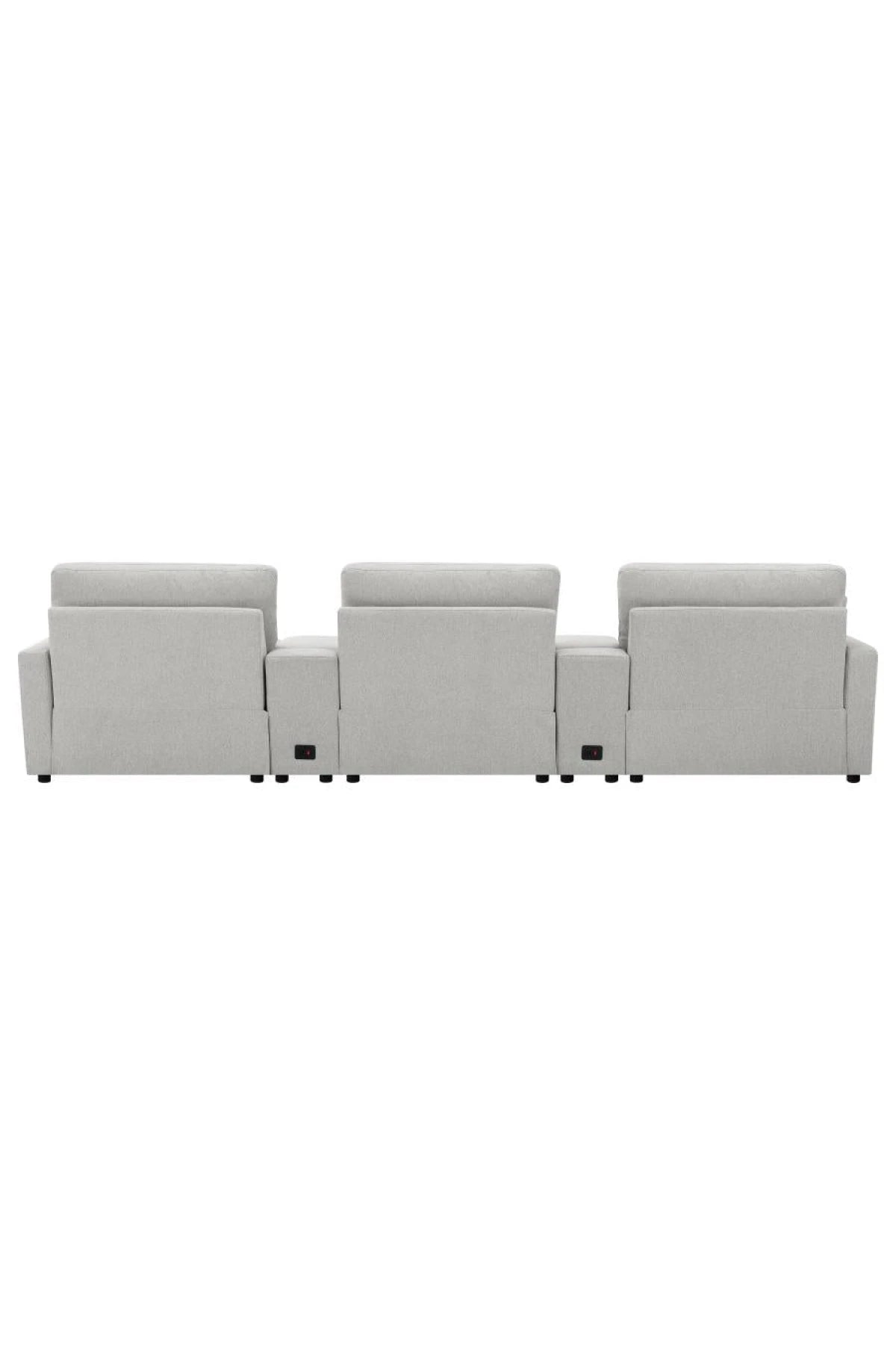back of Collins Reclining Home Theater Seating in white
