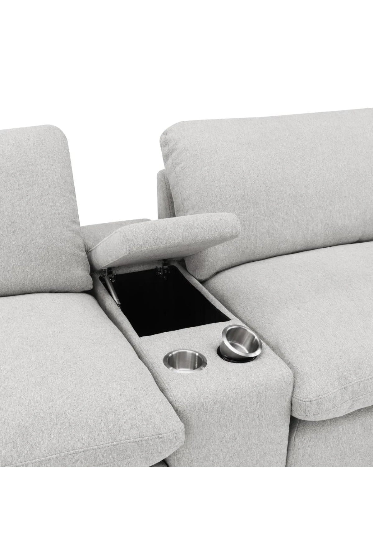 Collins Reclining Home Theater Seating in white with storage between seats