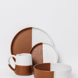 Waylon Appetizer Plate - Brown/White - Set of 6