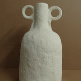 Kira Double Handle Paper Mache Vase - Off-White