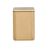 Marisol Oak & Travertine Side Table