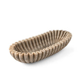 Brown Marble Ruffled Oval Bowl