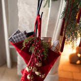 Velvet Striped Stocking - Red