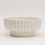 Cadence Ribbed Pedestal Bowl - White