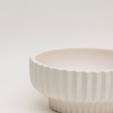 Cadence Ribbed Pedestal Bowl - White