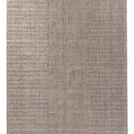 Amity rug wood ash is a rectangular grey and cream area rug with a textured, woven horizontal ribbed pattern in a warm taupe-gray color, shown flat against a solid white background.